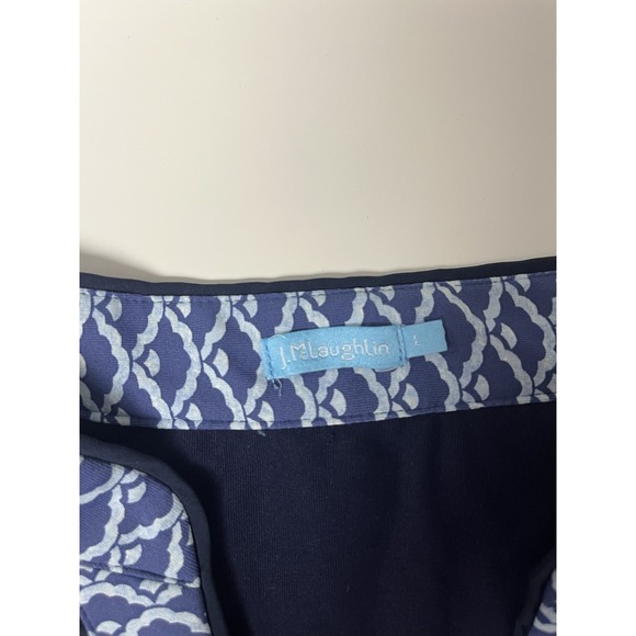 J McLaughlin Carmine Dress Large Catalina Cloth Navy Nautical Split Neck Resort - Picture 6 of 9